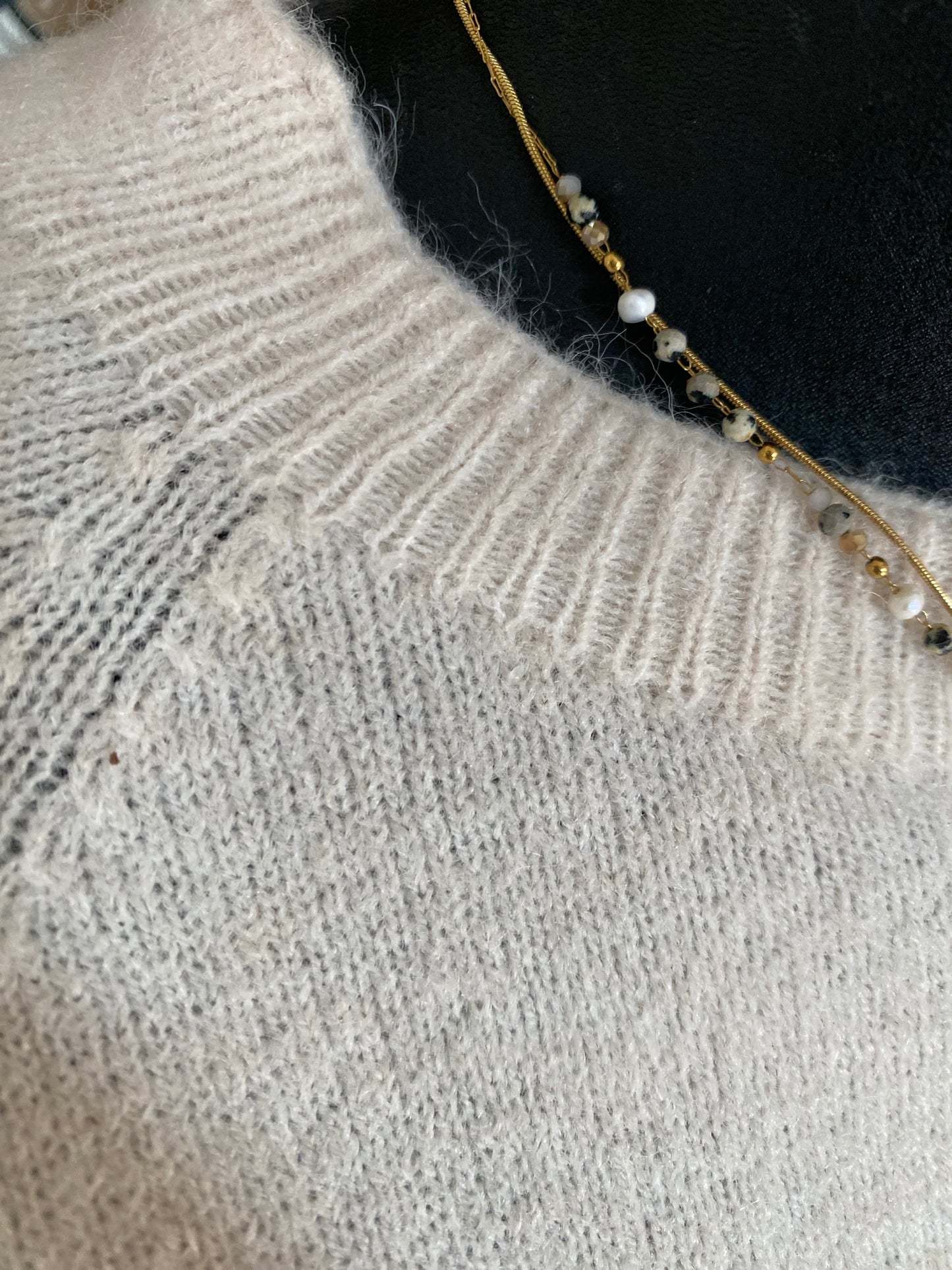PULL MANCHES COURTES ECRU TU 36/42