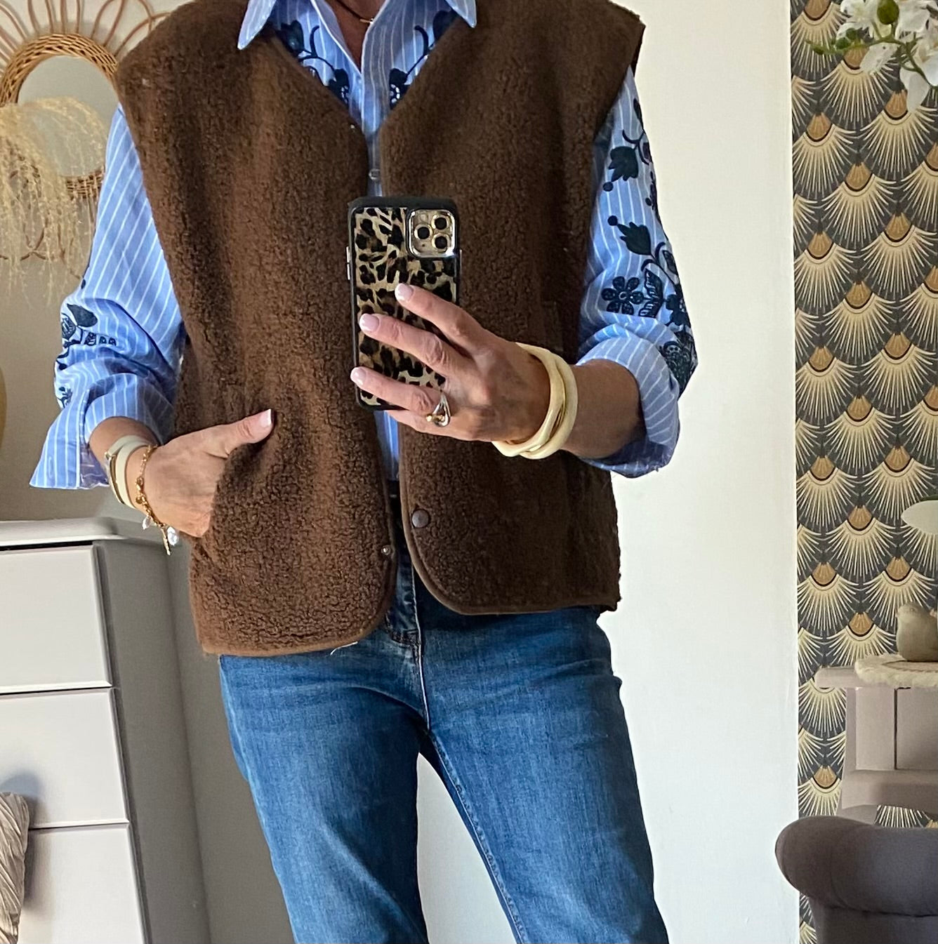 GILET BOUCLETTE 36/44 CHOCO