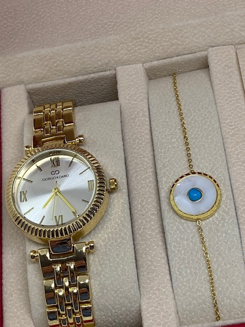 COFFRET 1 MONTRE PLUS PARRURE BRACELET ET COLLIER ACIER INOXYDABLE