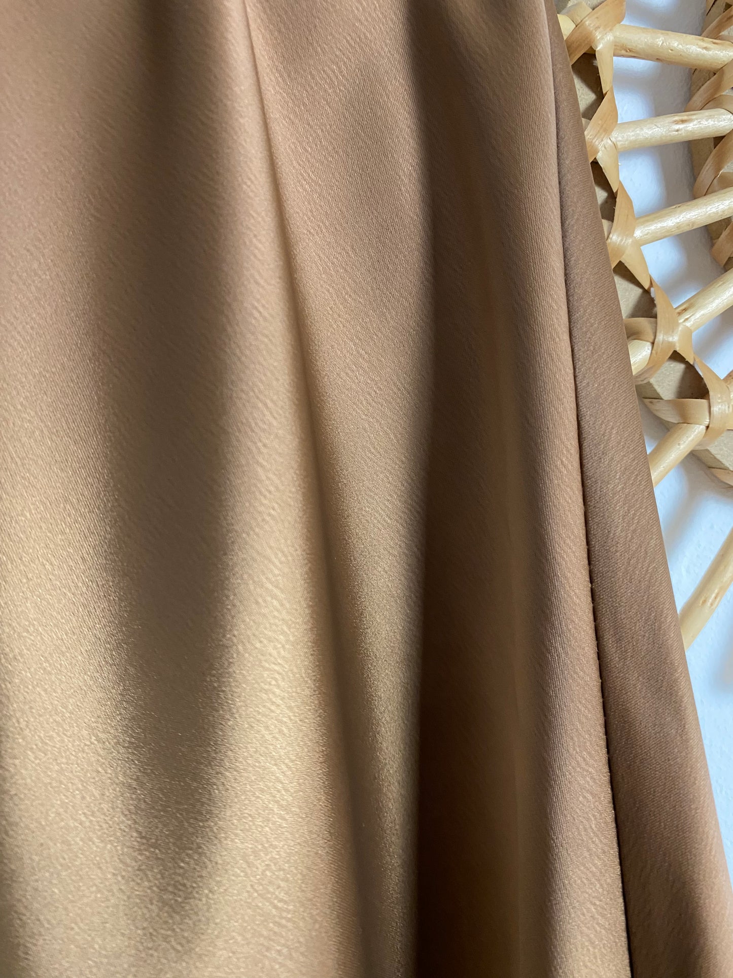 JUPE SATIN DENTELLE CAMEL TU 38/44