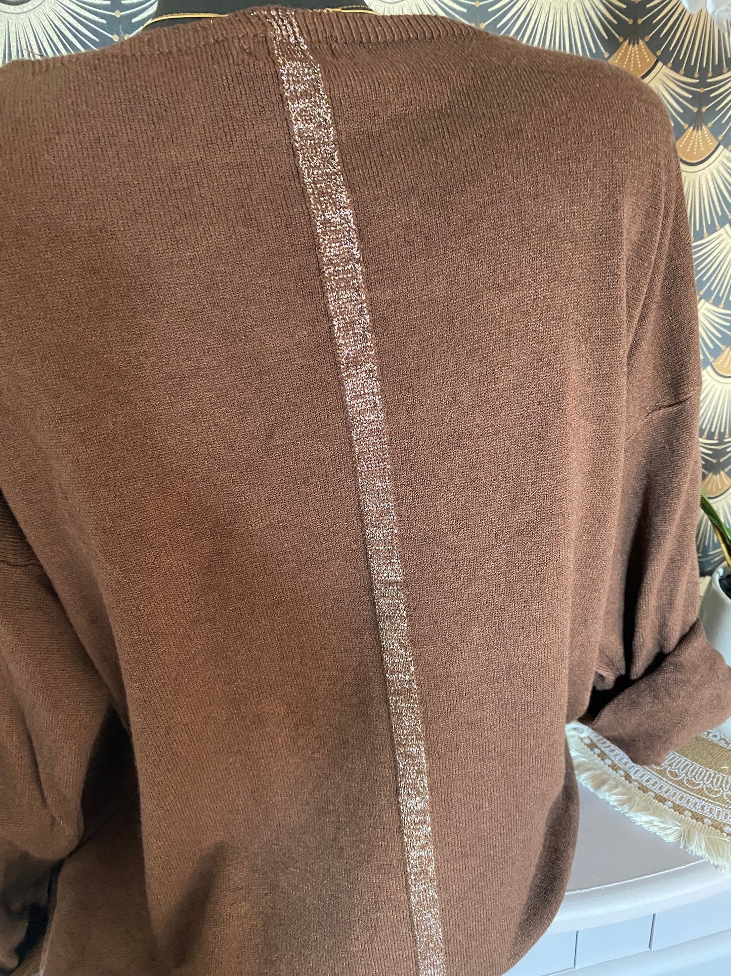PULL ISSY ETOILES ET LISERET IRISE TU 36/44 CHOCO