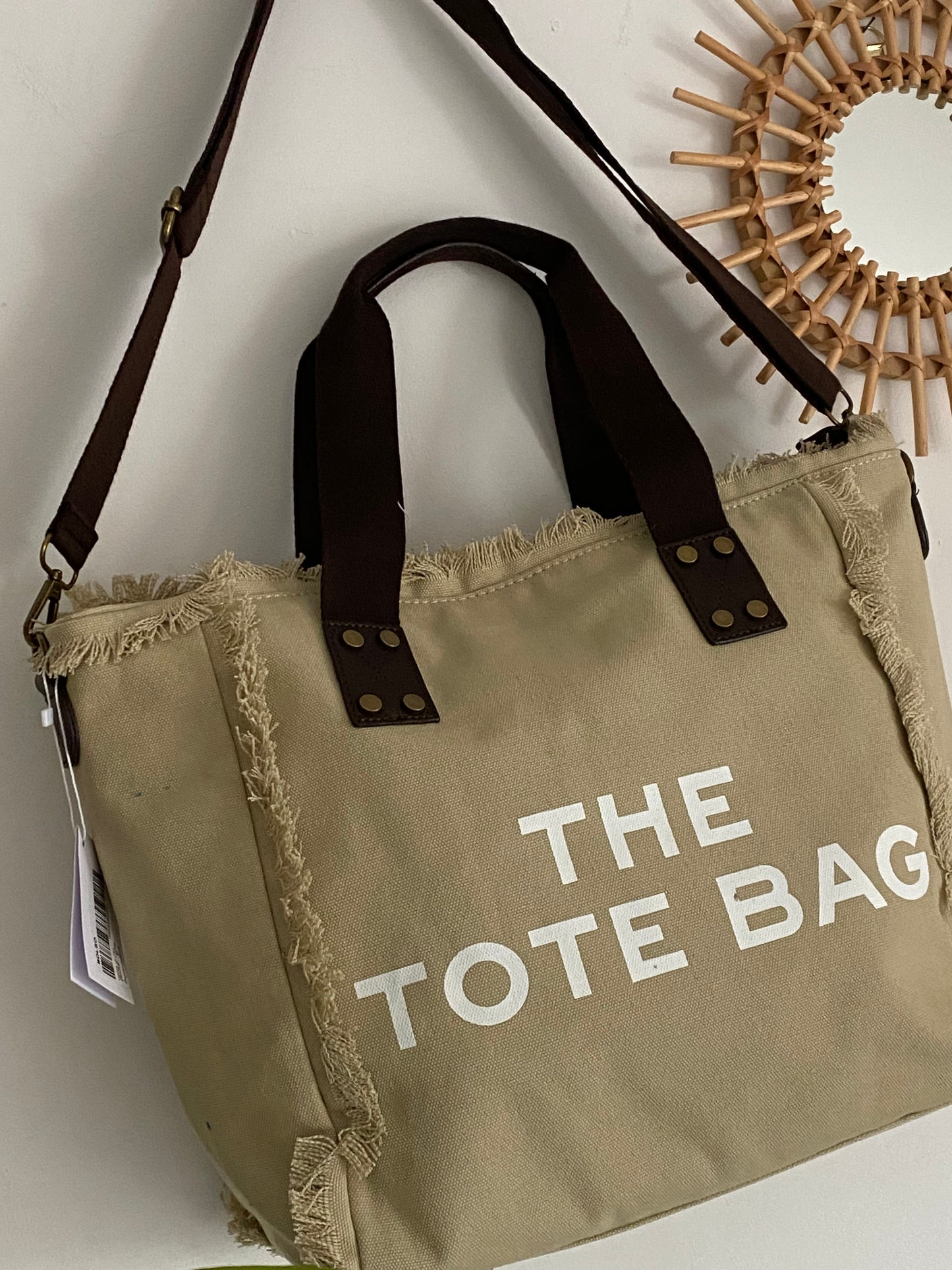 SAC THE TOTE BAG BEIGE AVEC BANDOULIERE REGLABLE