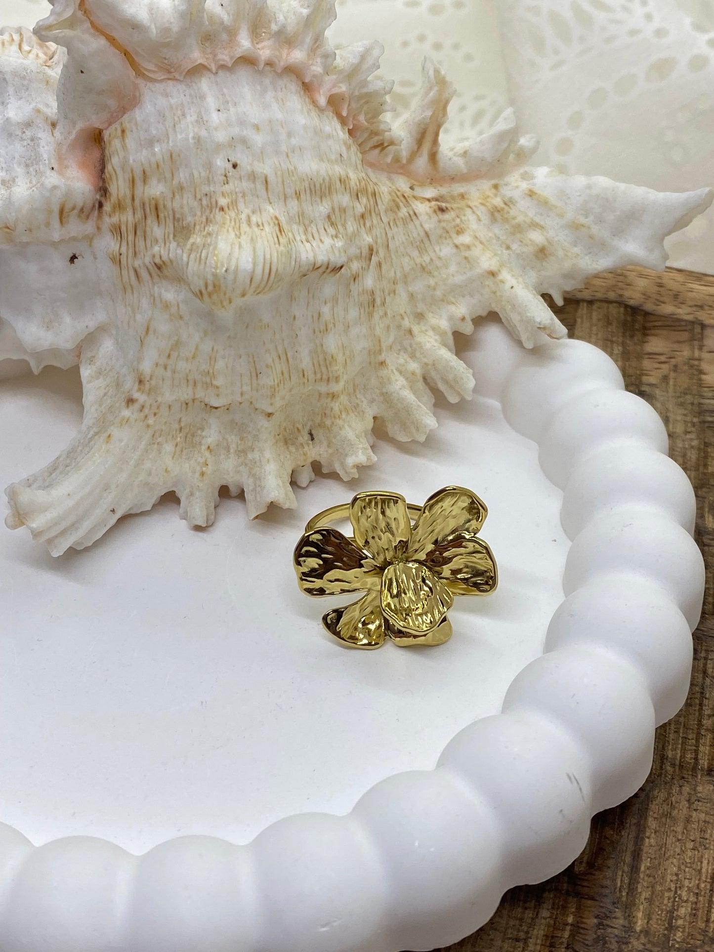 BAGUE FLEUR ACIER INOXYDABLE