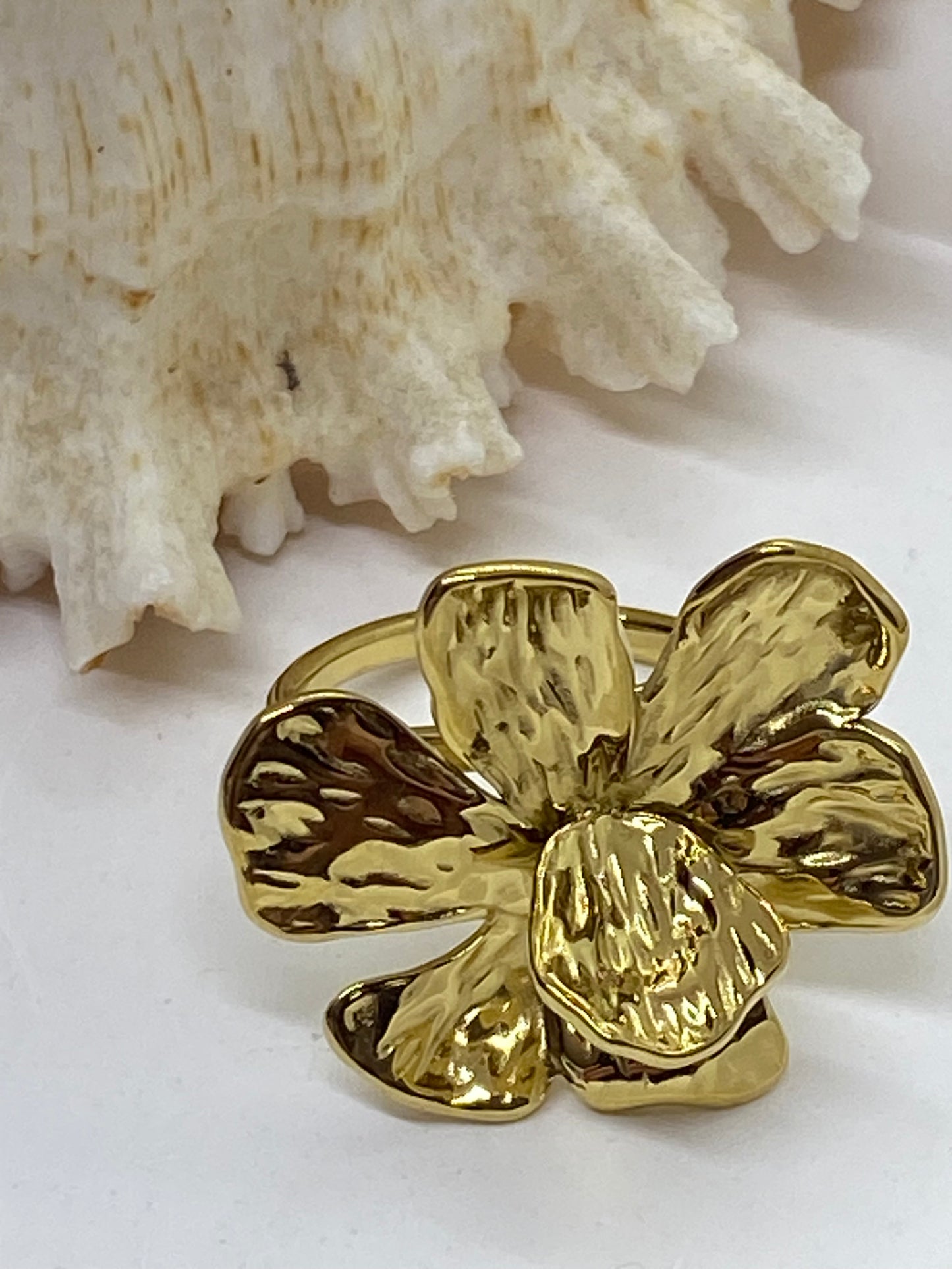 BAGUE FLEUR ACIER INOXYDABLE