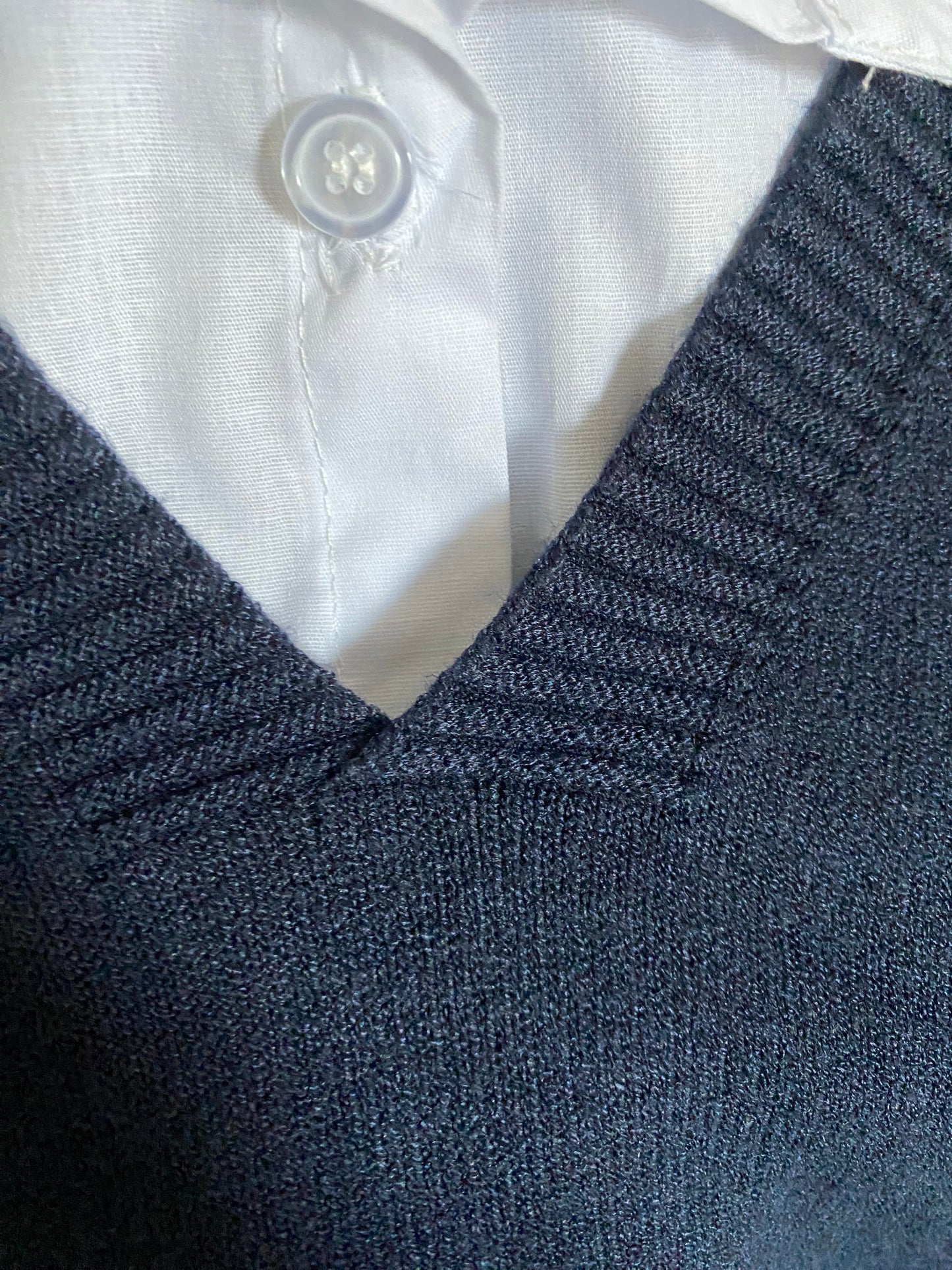 ENSEMBLE PULL SANS MANCHE ET CHEMISE TU 36/44 BLEU MARINE