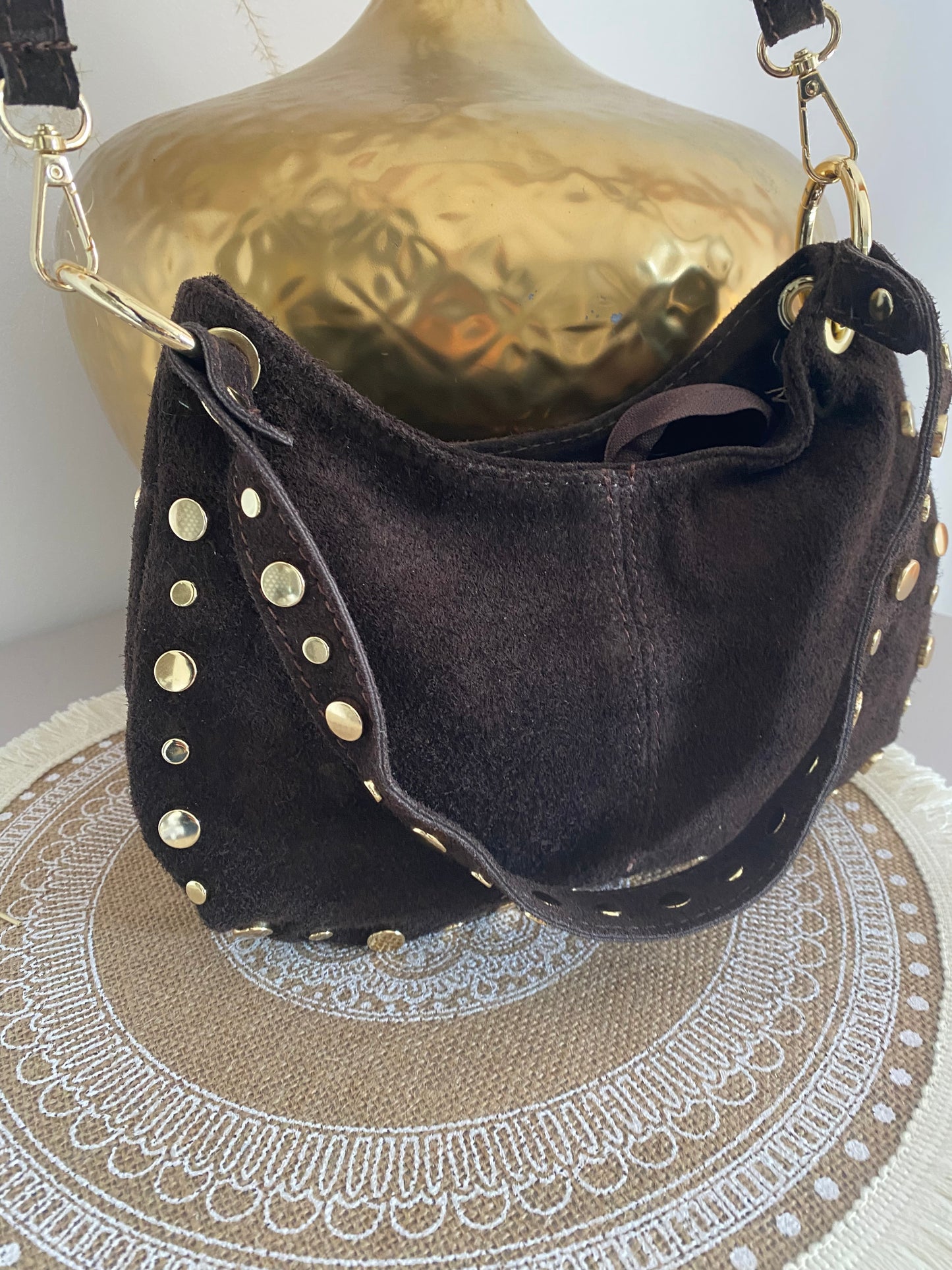 SAC CUIR CHOCOLAT CLOU