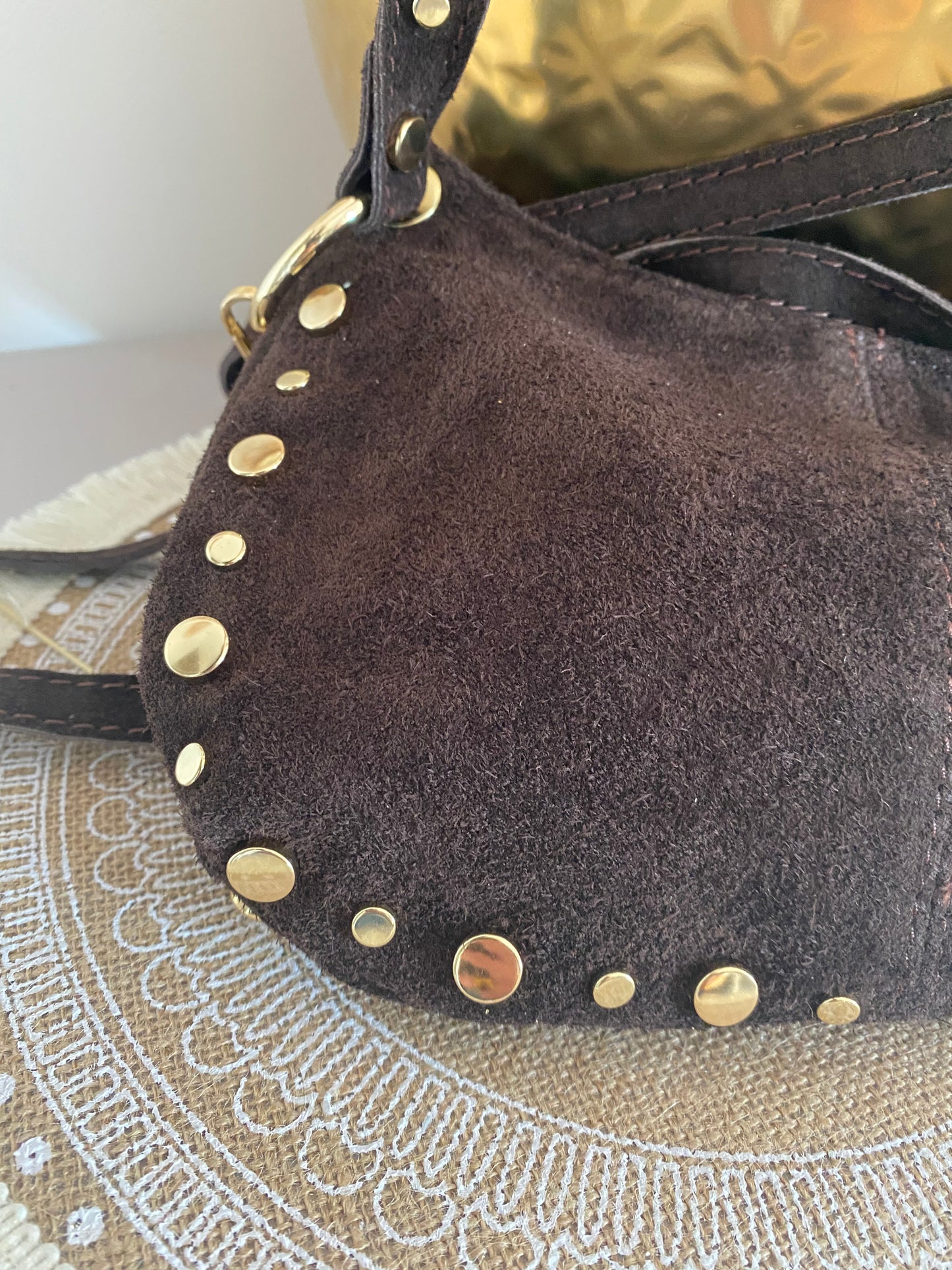 SAC CUIR CHOCOLAT CLOU