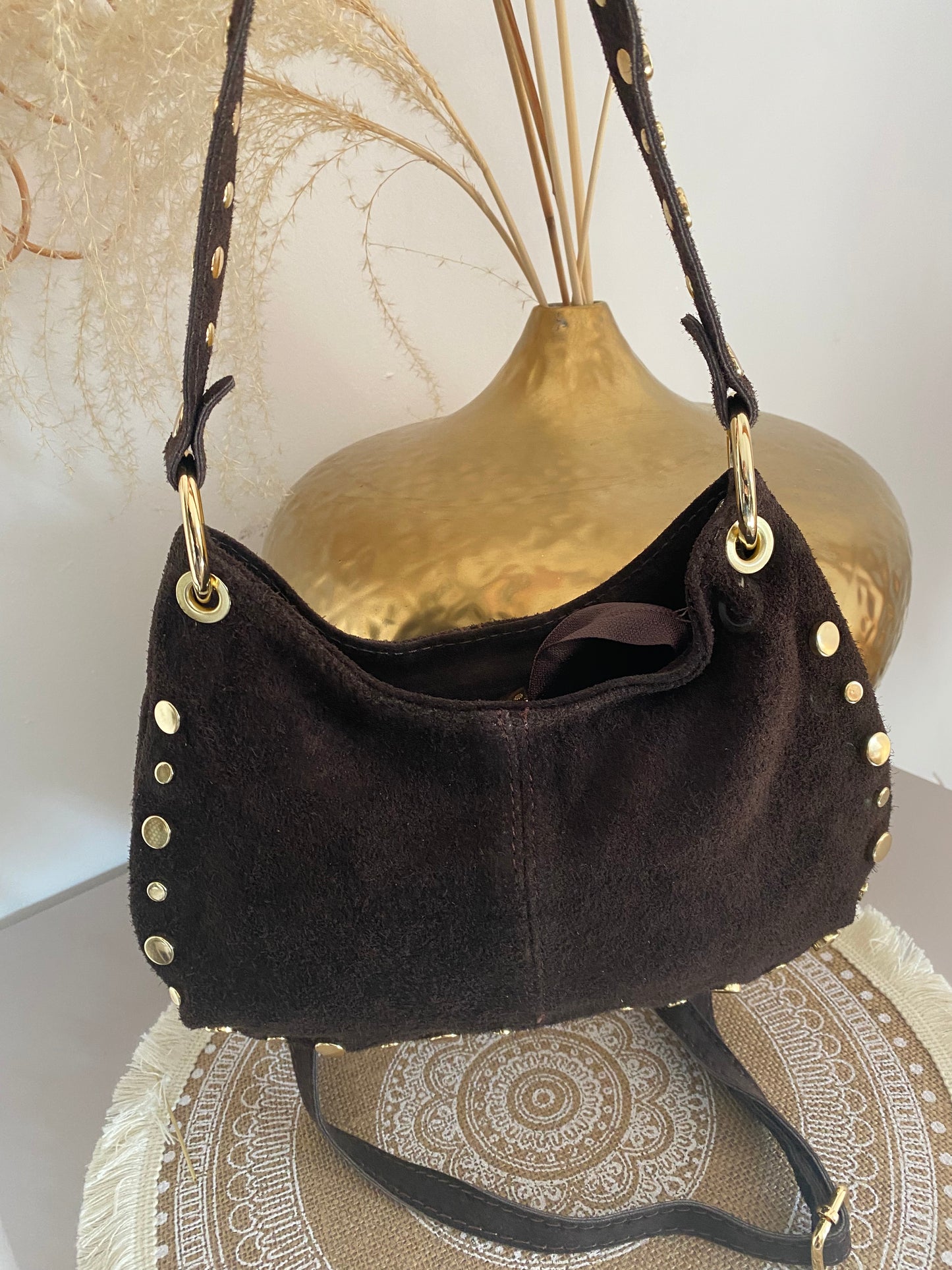 SAC CUIR CHOCOLAT CLOU