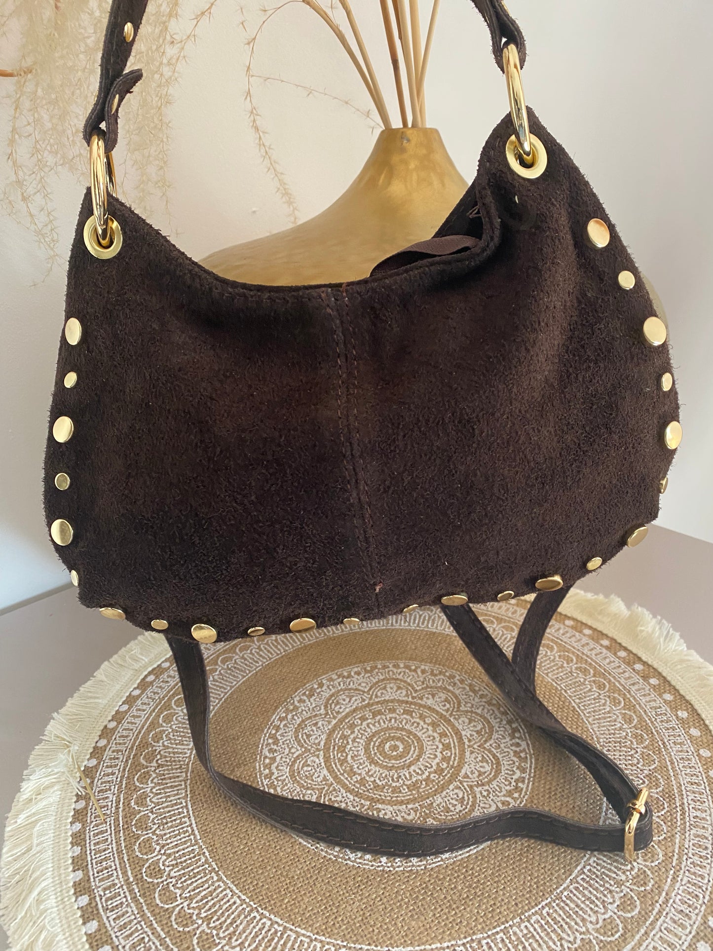 SAC CUIR CHOCOLAT CLOU
