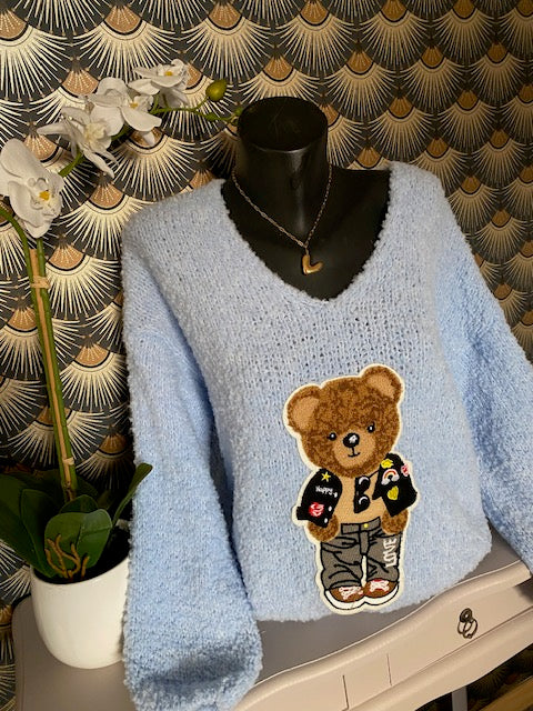 PULL TEDY OURSON BLEU 36/42 ALPAGA