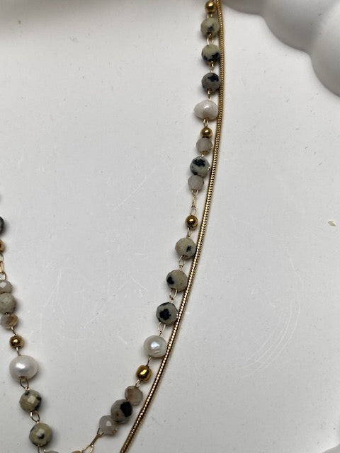 COLLIER DOUBLE RANG DALMA PIERRES NATURELLES
