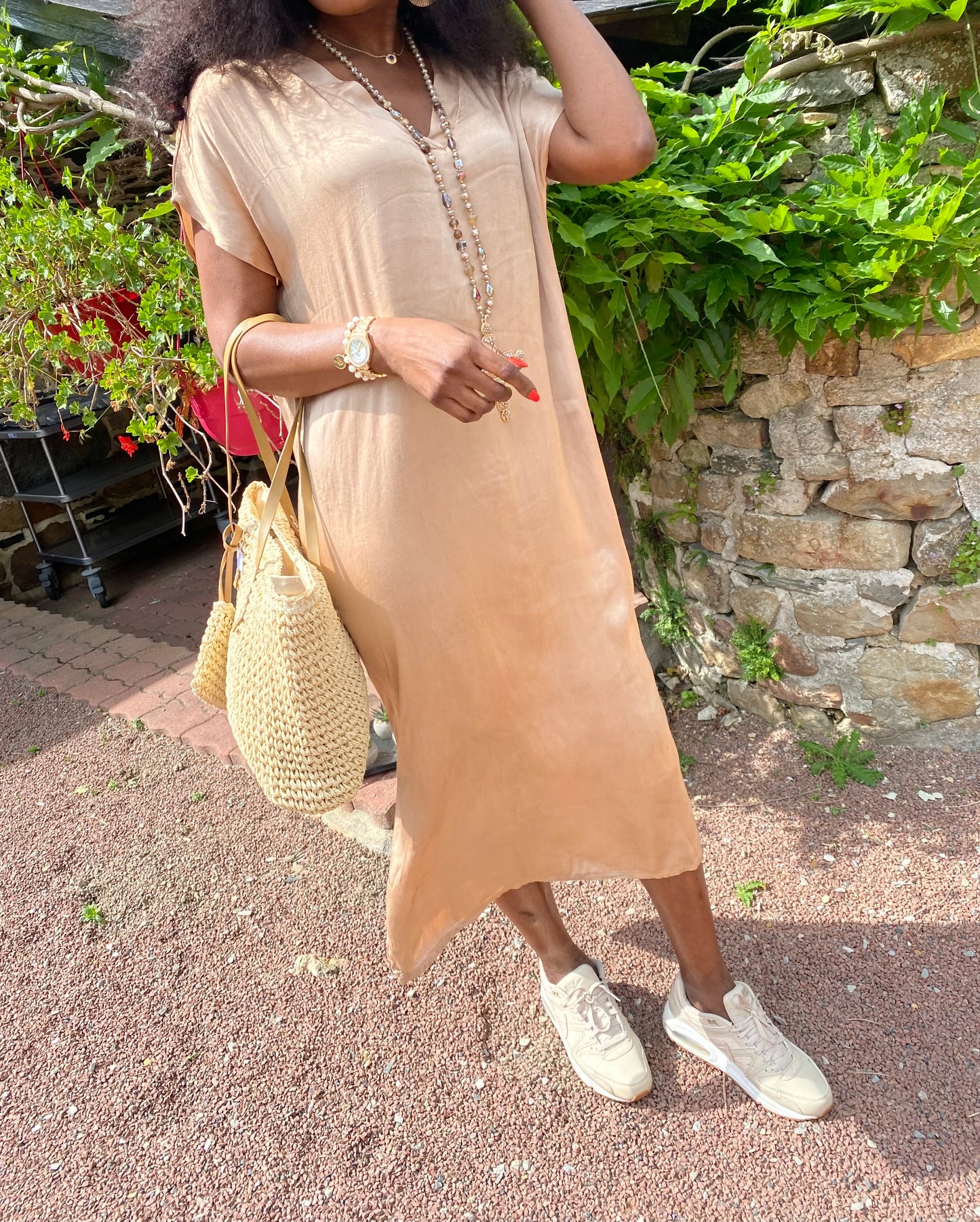 ROBE SOIE BEIGE 40/44 petit 46