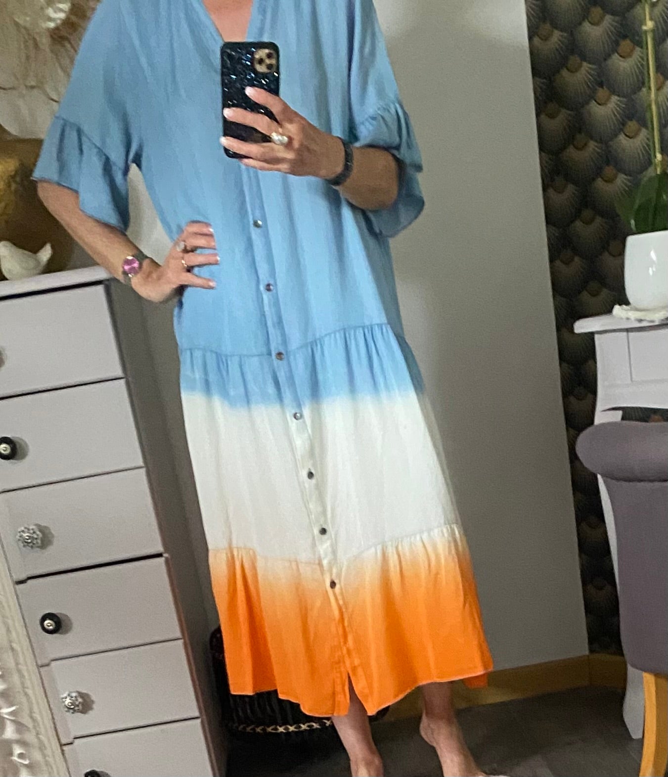 ROBE TAI ORANGE EN LYOCELL 40/46