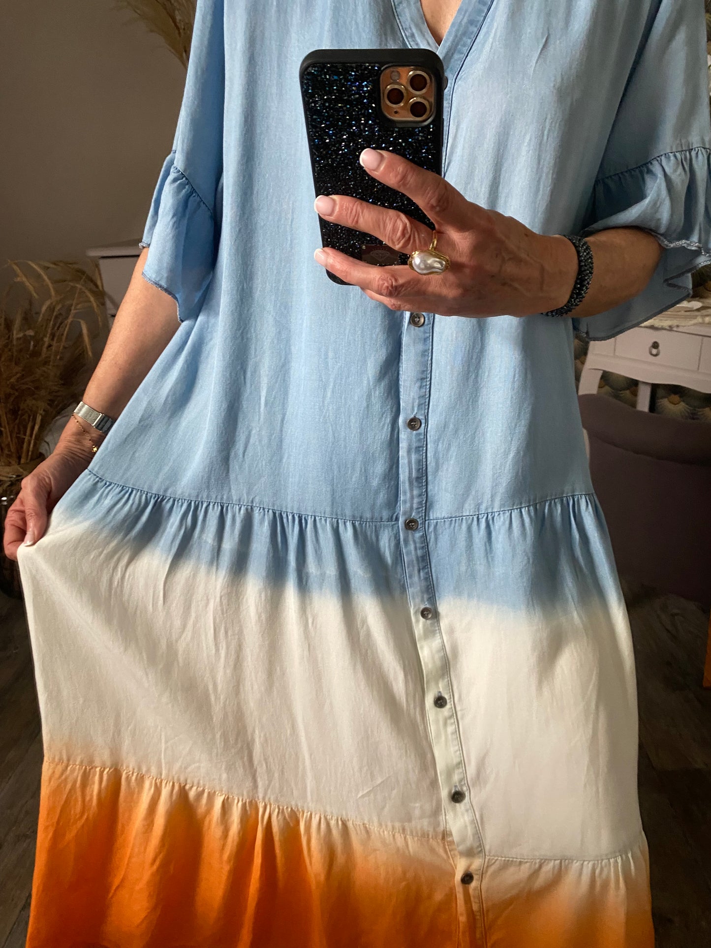 ROBE TAI ORANGE EN LYOCELL 40/46