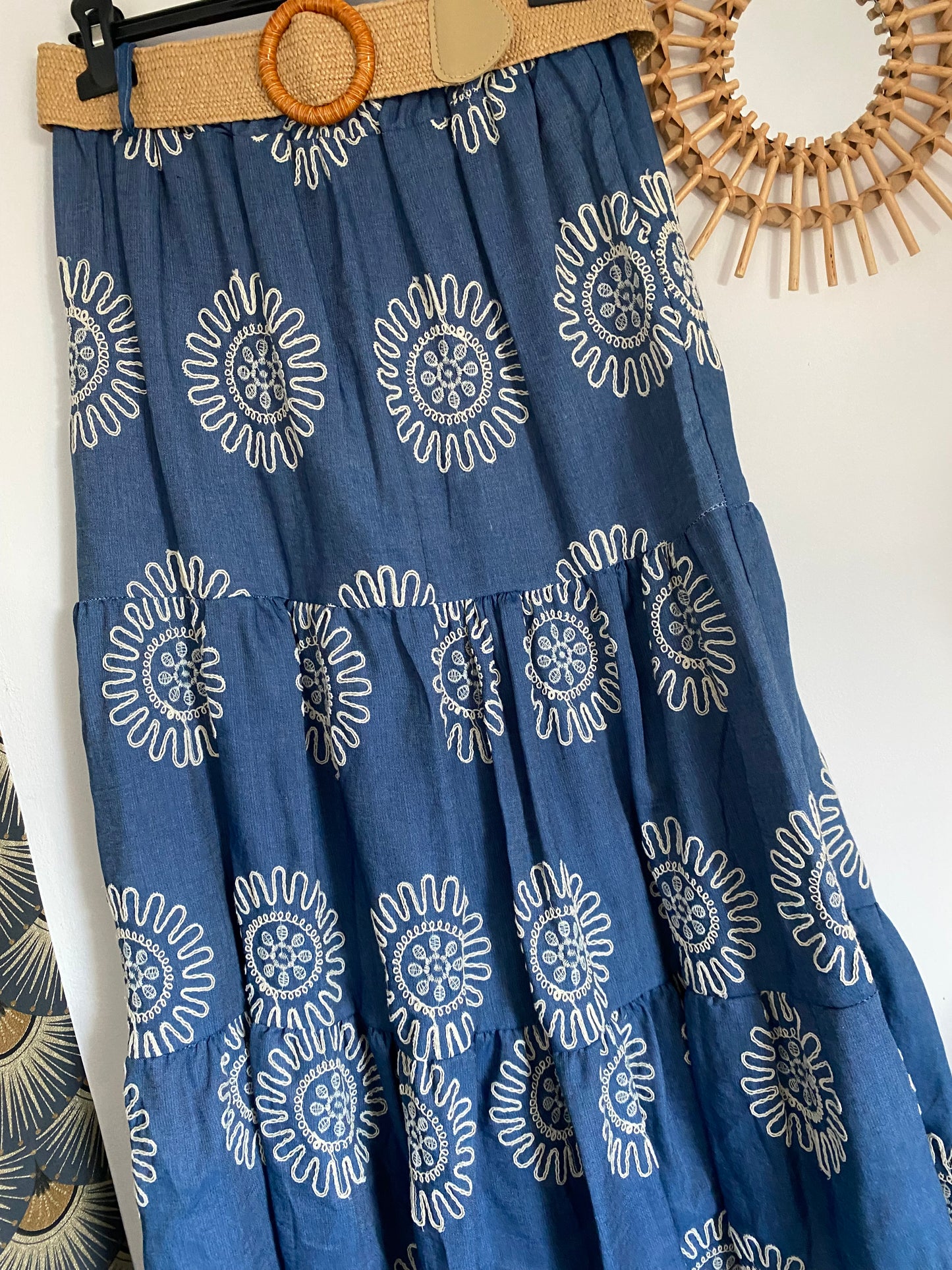 JUPE BRODEE BLEUE JEAN 36/ 44
