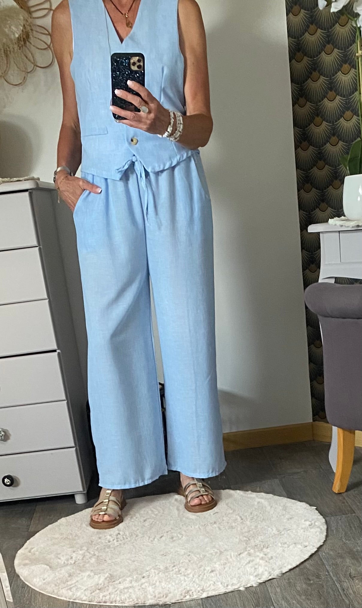 ENSEMBLE PANTALON WENDY BLEU 36/42 PETIT 44