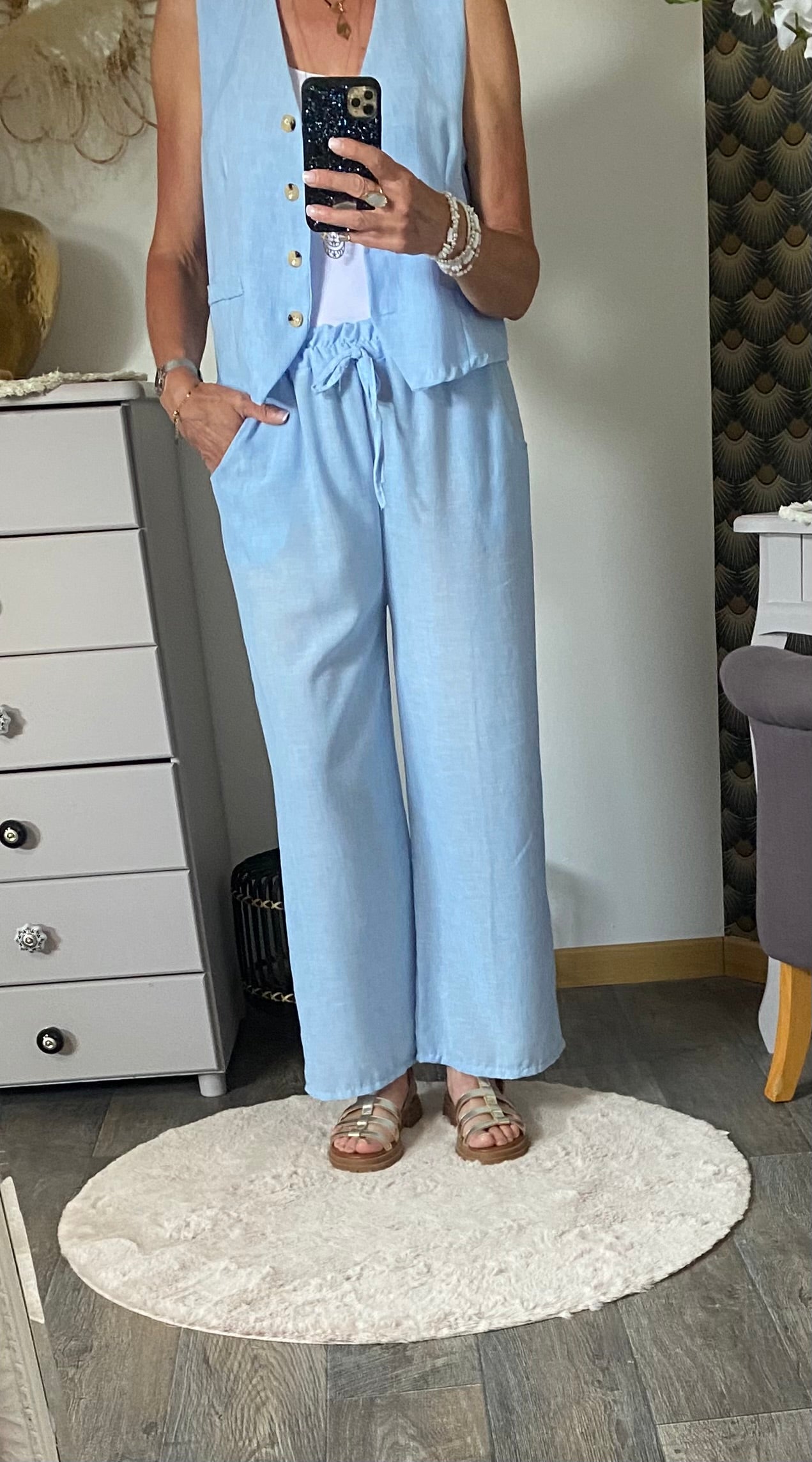 ENSEMBLE PANTALON WENDY BLEU 36/42 PETIT 44