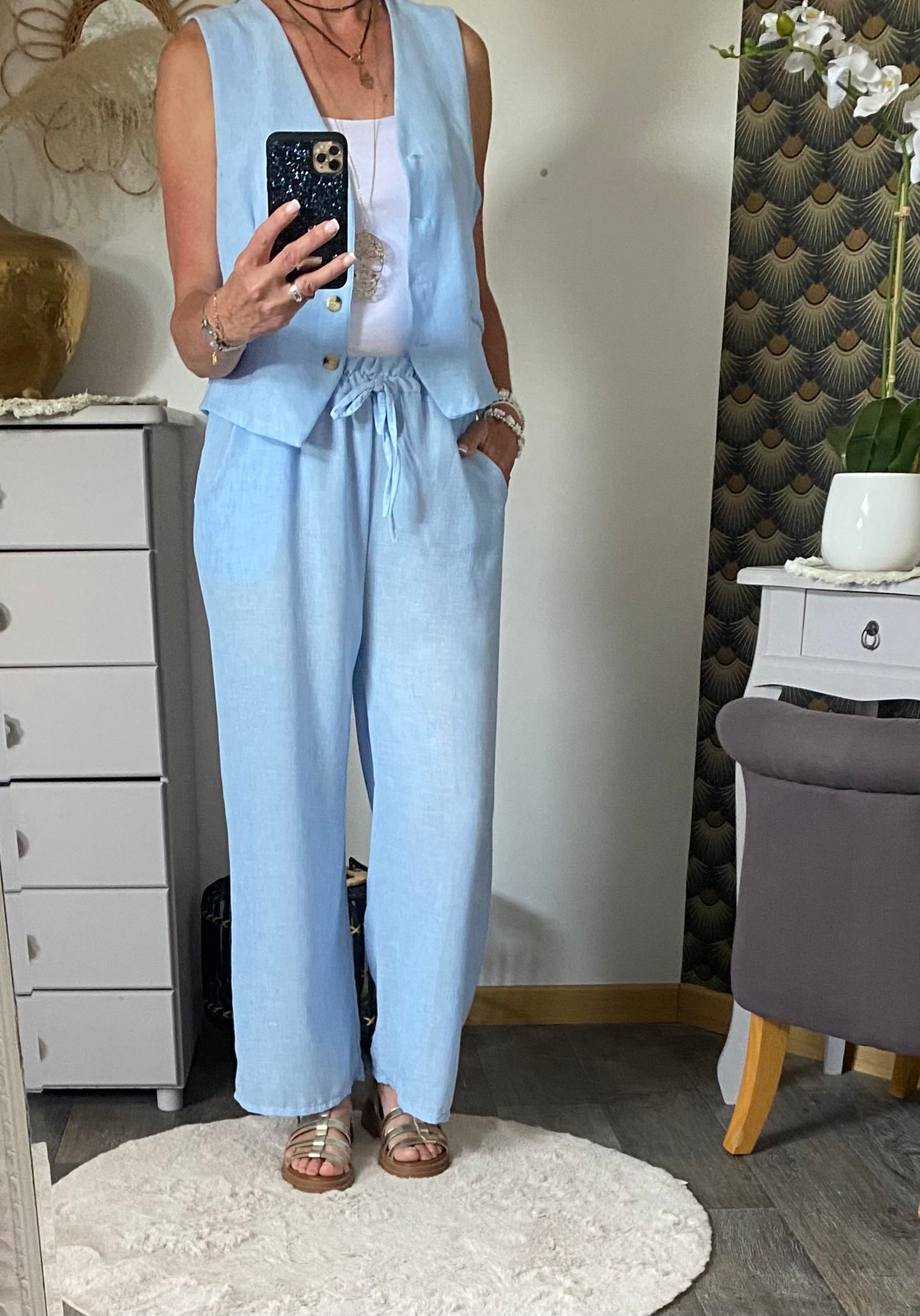 ENSEMBLE PANTALON WENDY BLEU 36/42 PETIT 44