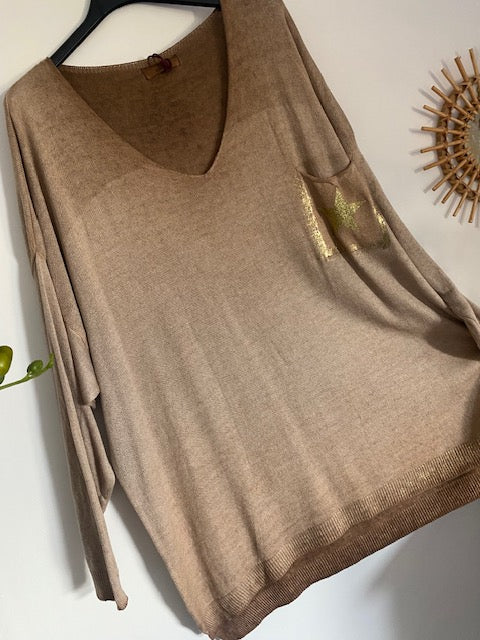 PULL ETOILE COLLECTION BELLEE TAILLE 44 AU 48 en quatre coloris