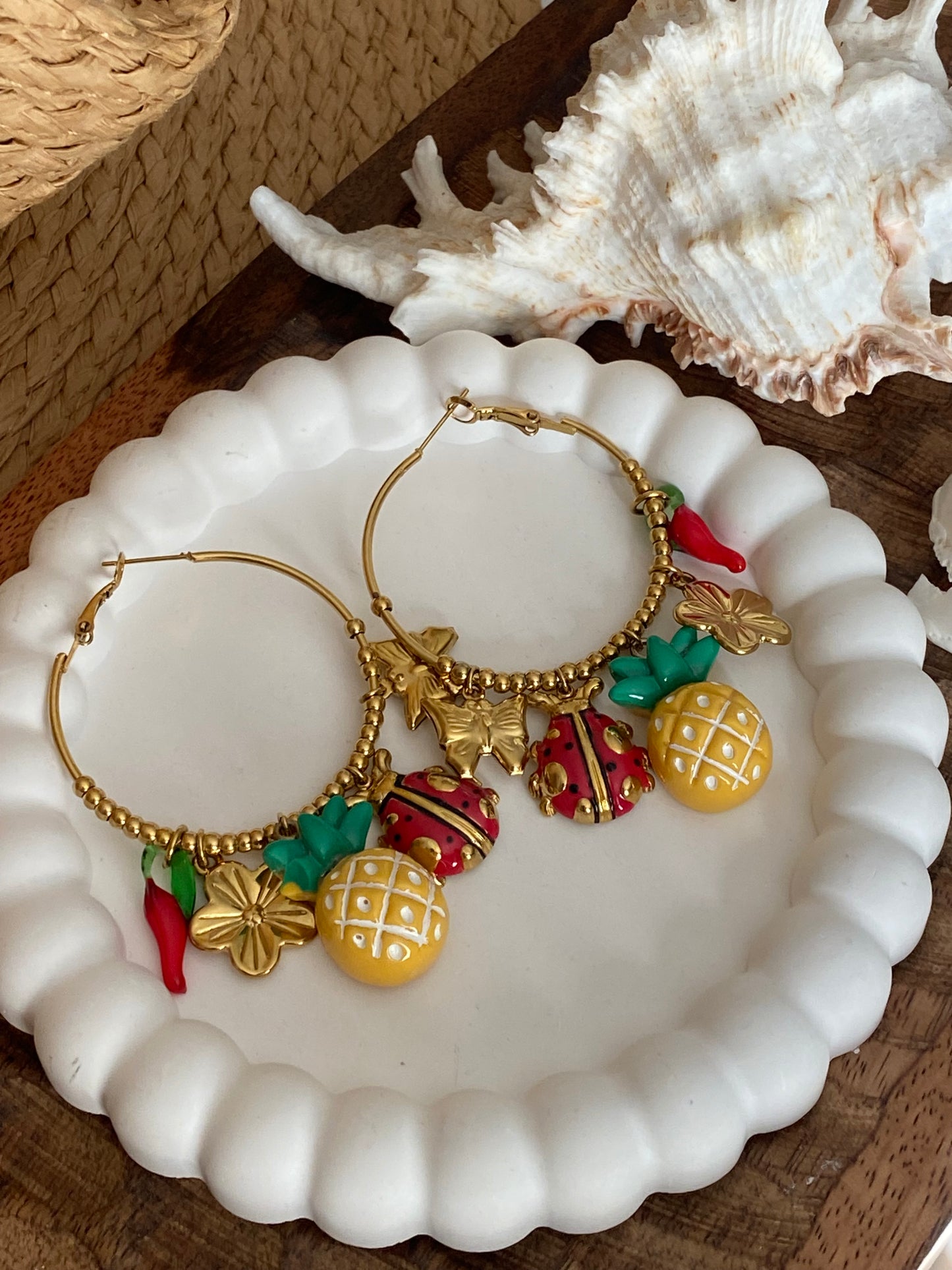 BOUCLES D'OREILLES CREOLES ANANAS
