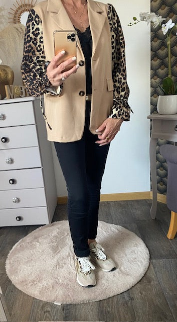 VESTE BLASER STELLA LEOPARD CAMEL 36 AU 42