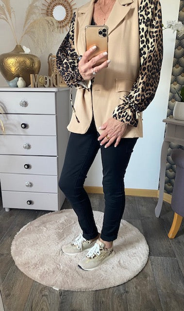 VESTE BLASER STELLA LEOPARD CAMEL 36 AU 42