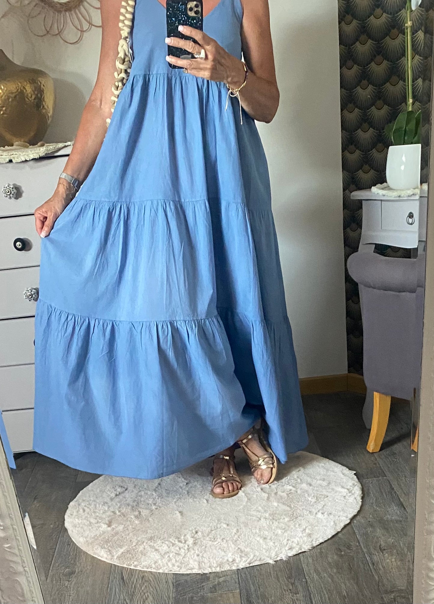 ROBE LONGUE LEGERE BLEUE 36/42