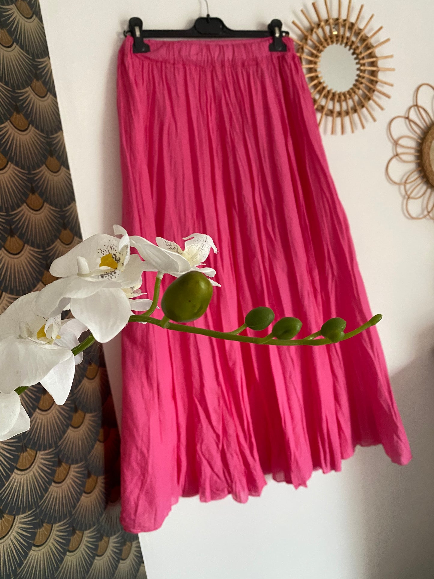 JUPE MILA EFET PLISSE ROSE TU36/42