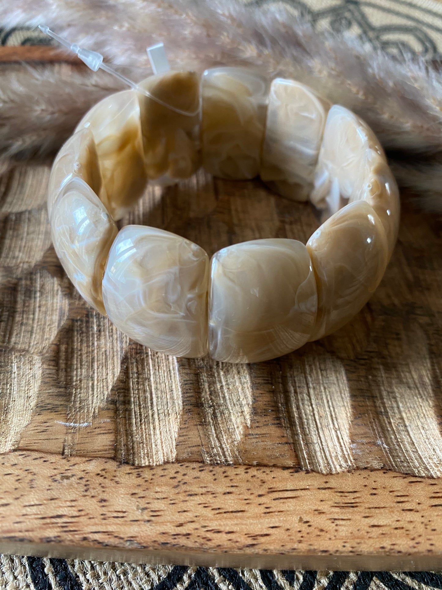 BRACELET ELASTIQUE RESINE CAMEL