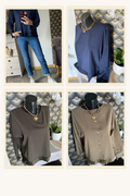 TOP CORINNE TU 38/44  TROIS COULEURS : BLEU MARINE , CAMEL, CHOCO