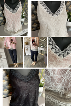 TOP DENTELLE ROSE /ECRU /NOIR  TU 34/42