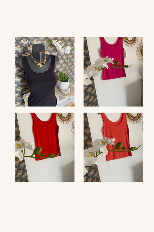 TOP MODA   34/40  ( NOIR, ROUGE,  FUSHIA ,CORAIL)