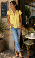 BLOUSE EMMA  JAUNE PALE  TAILLE S/M OU M/L