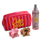 ENSEMBLE TROUSSE DE TOILETTE BELLA CIAO  1  AVEC BRUME SCINTILLANTE ET DEUX PINCES