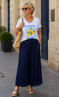 PANTALON MAGIQUE PLISSE  TU 36/48   BLEU MARINE