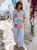 ENSEMBLE PANTALON ET CHEMISE BISOU BLEU TU 36/44