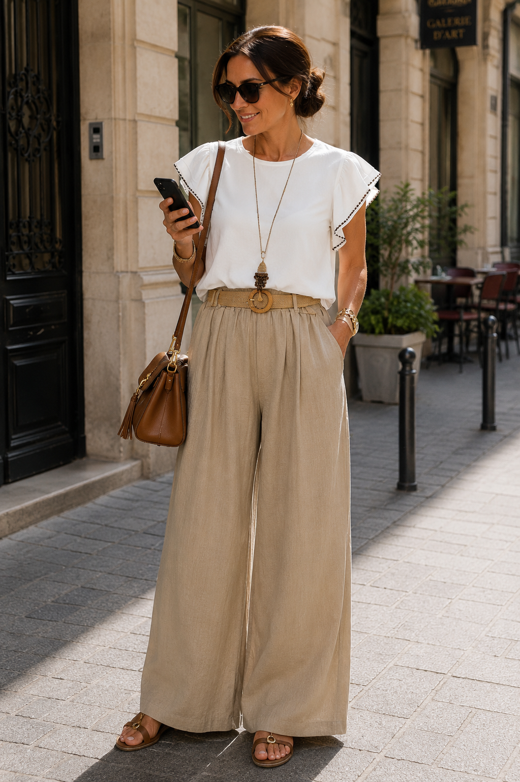 TOP BOHEME TU 36/42 ECRU ET CHOCO