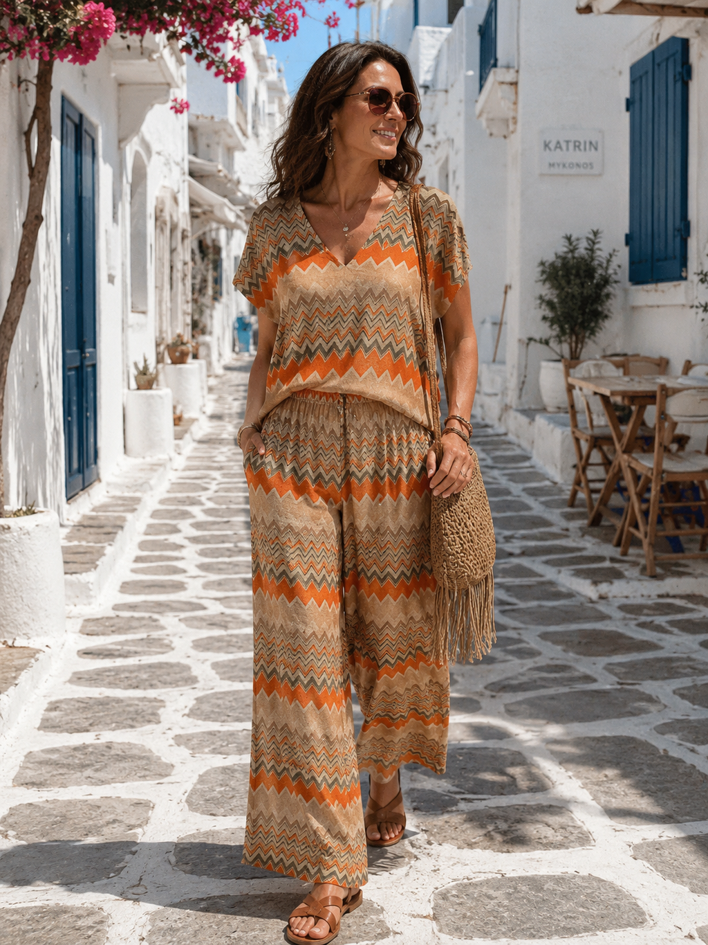 ENSEMBLE PANTALON ET TOP LUREX  BEIGE  TU 38/48