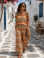 ENSEMBLE PANTALON ET TOP LUREX  BEIGE  TU 38/48