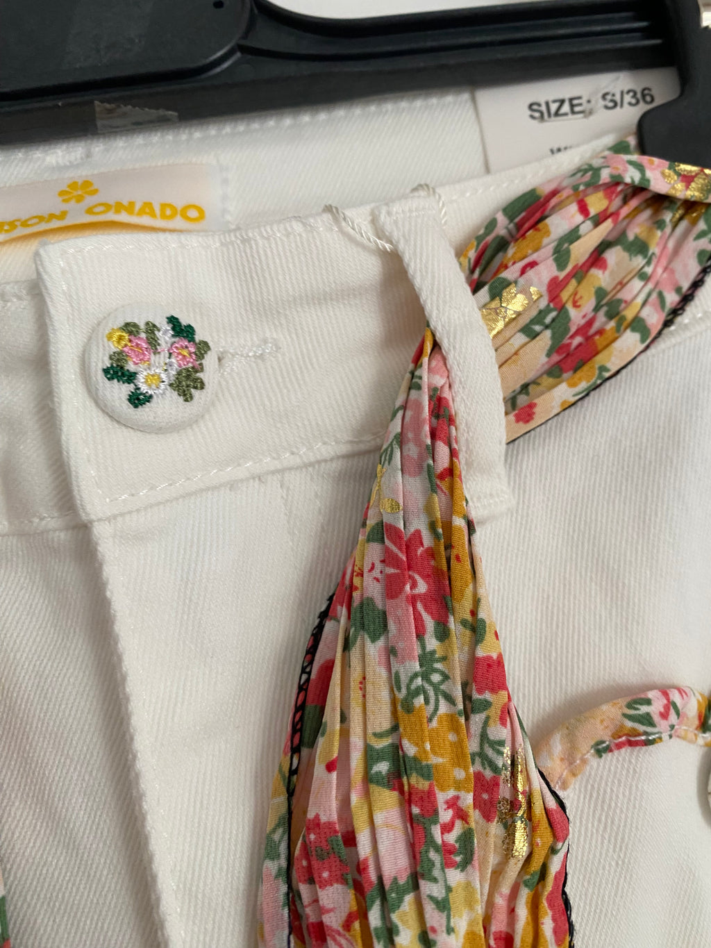 PANTALON JEAN BLANC ORNADO  TAILLES : 36/38/40/42/44