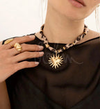 COLLIER MAGLA TISSU ET ACIER INOXYDABLE