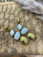 BOUCLES D'OREILLES AGLAE  BLANCHES  EMAIL ET ACIER INOXYDABLE