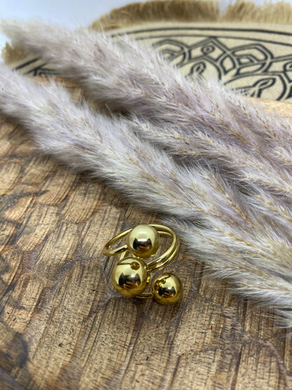 BAGUE LARGE CIRIELLA  3RANGS AVEC 3 BOULES ACIER INOXYDABLE
