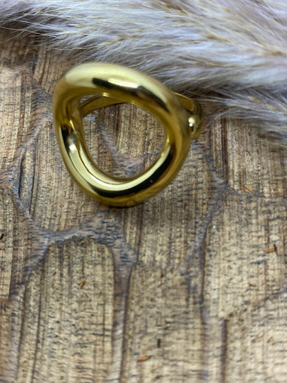 BAGUE OVALE AJOUREE  ACIER INOXYDABLE