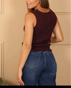 DEBARDEUR DENTELLE BORDEAUX  TAILLE S/M OU M/L