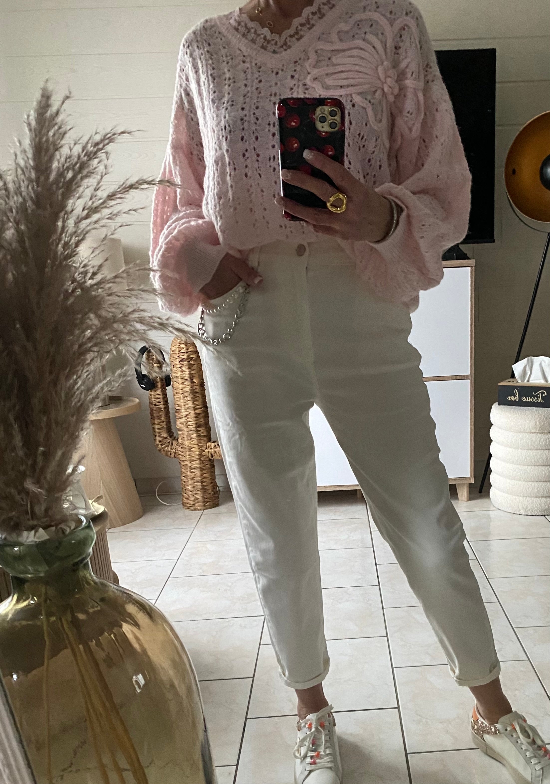 PANTALON  JEANS BLANC KEZY  TAILLES:S/M/L