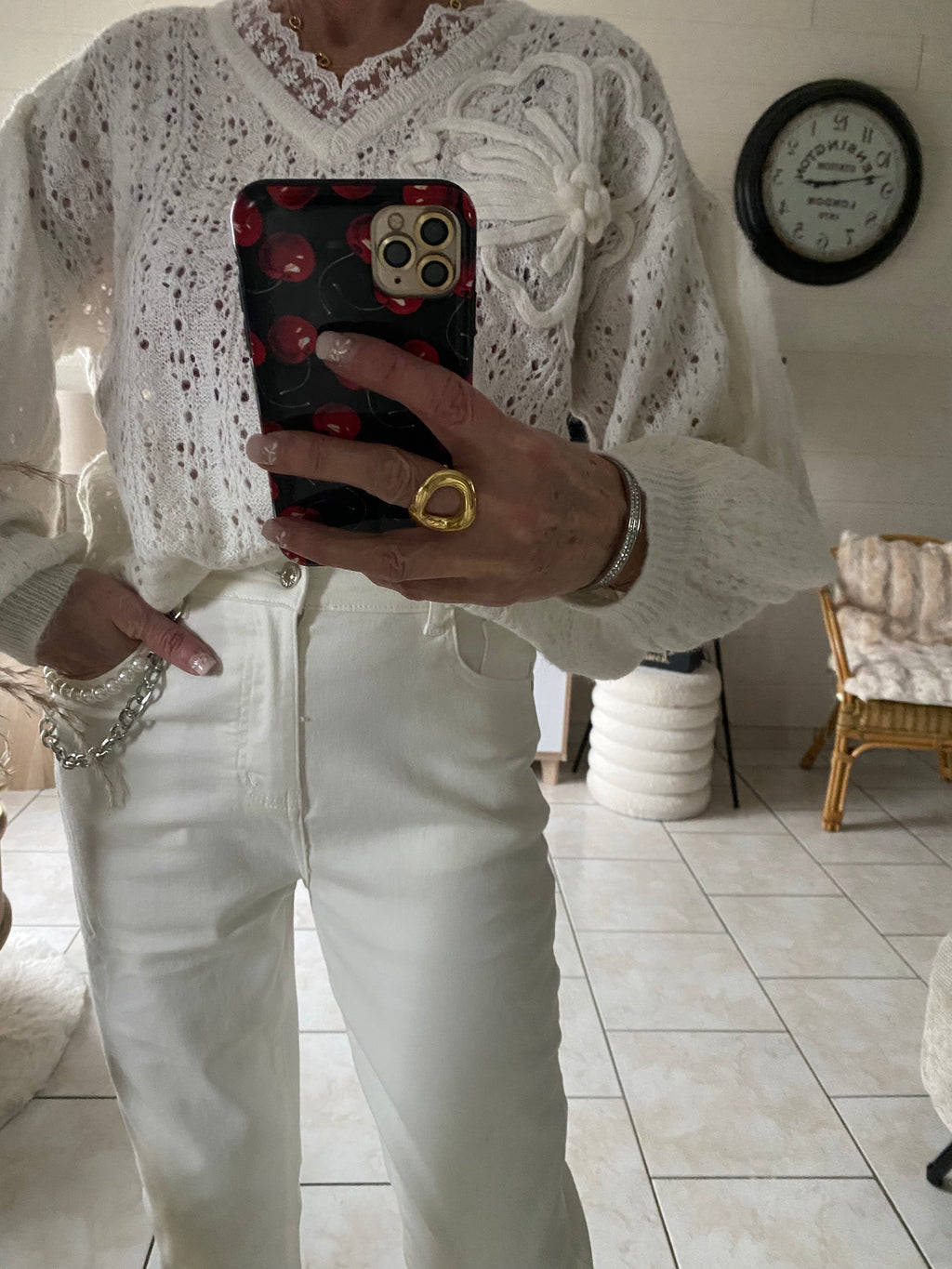 PANTALON  JEANS BLANC KEZY  TAILLES:S/M/L