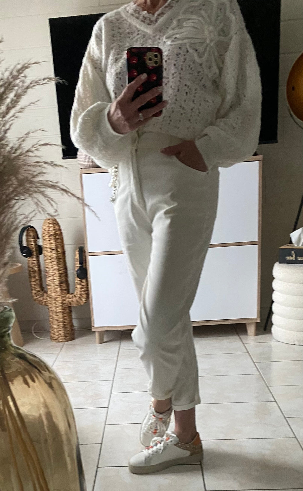 PANTALON  JEANS BLANC KEZY  TAILLES:S/M/L