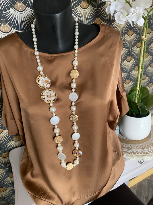 TOP SATIN MELINDA CAMEL   36/44