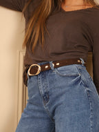 CEINTURES  CLOU CROUTE DE CUIR  TAILLE 85 OU 95 CM  CHOCO OU NOIR